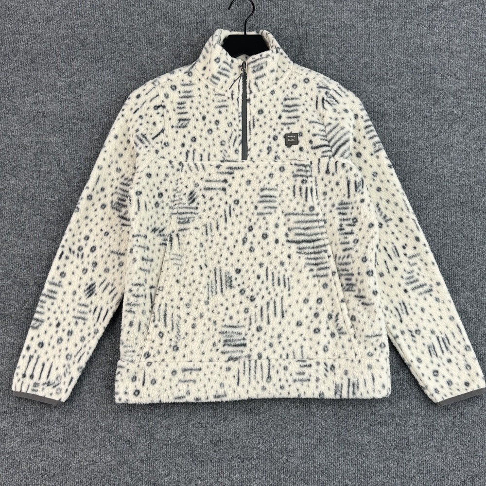 Billabong Sweater Mens S White A/Div Fleece 1/4 Zip Geometric Pullover Jacket
